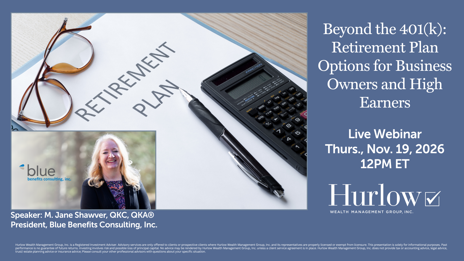 Jane Shawver 401(k) webinar advertisement