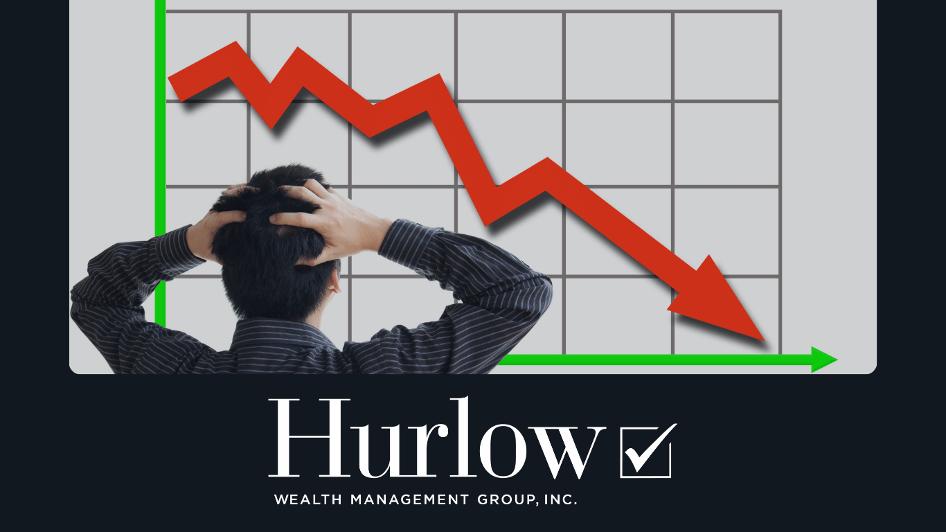 Man looking at a red arrow declining